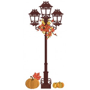 Street Light With Pumpkins Filled Machine Embroidery Design Digitized Pattern